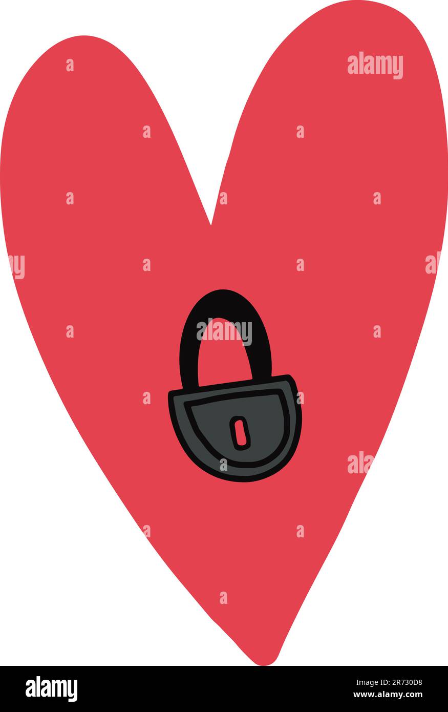 Heart symbol with inside padlock closed  Stock Vector