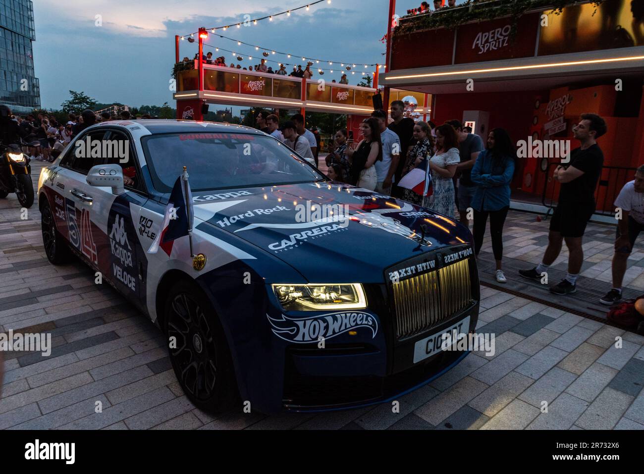 Gumball 3000 supercar rally visiting the redeveloped Battersea Power