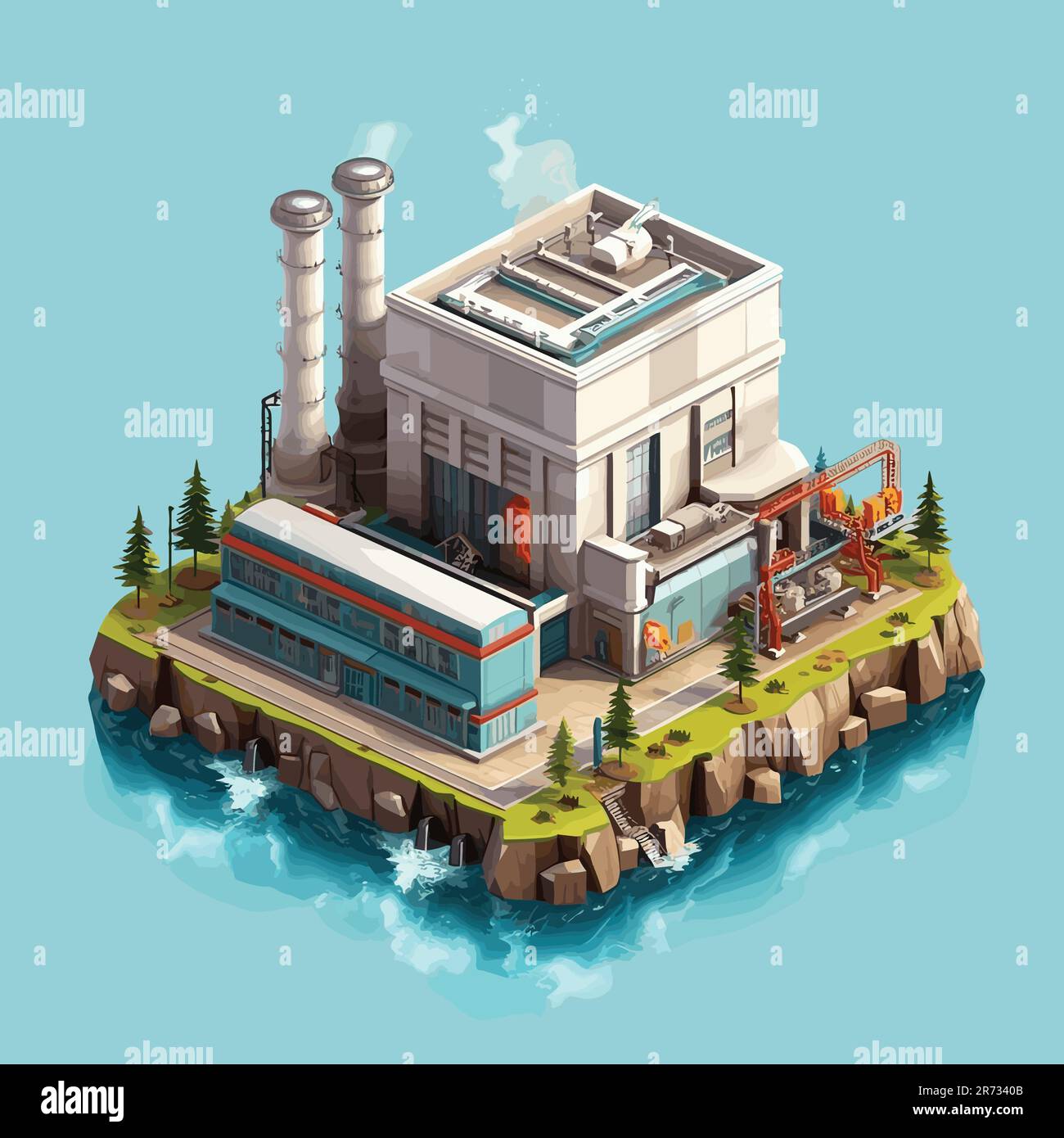 Hydro Power Plant Isometric Vector Tile Isolated Stock Vector Image ...