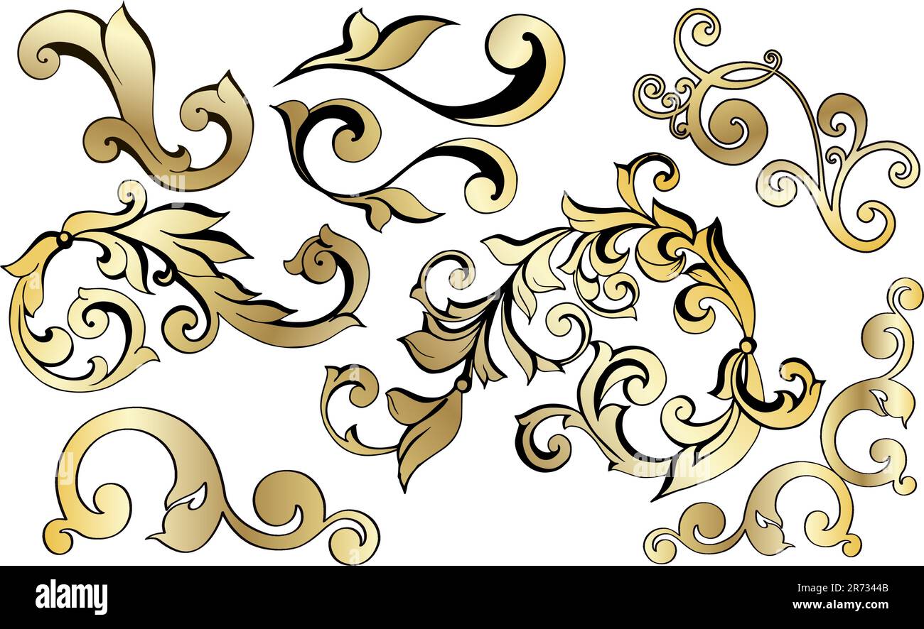 Curly dividers and corners royal floral ornament hi-res stock ...