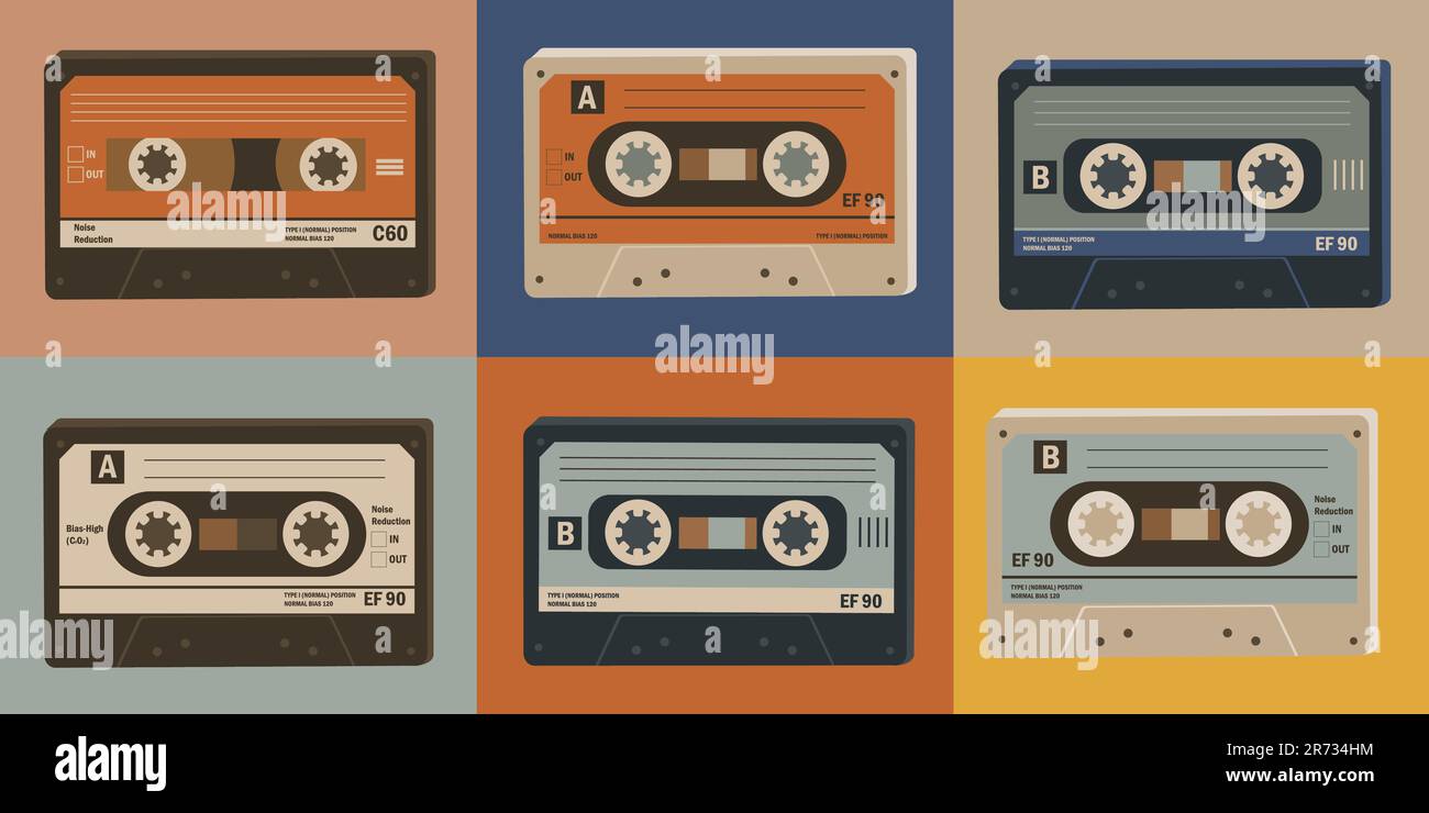 A set of retro audio cassettes background Stock Vector Image & Art - Alamy