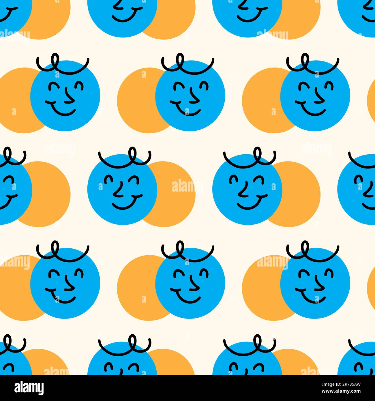 Fun Emoji Icons Seamless Pattern, Emoticon Faces Stock Vector