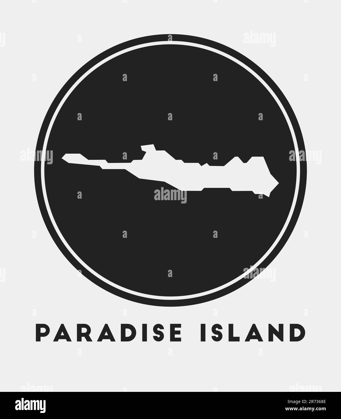 Paradise Island icon. Round logo with map and title. Stylish Paradise Island badge with map. Vector illustration. Stock Vector