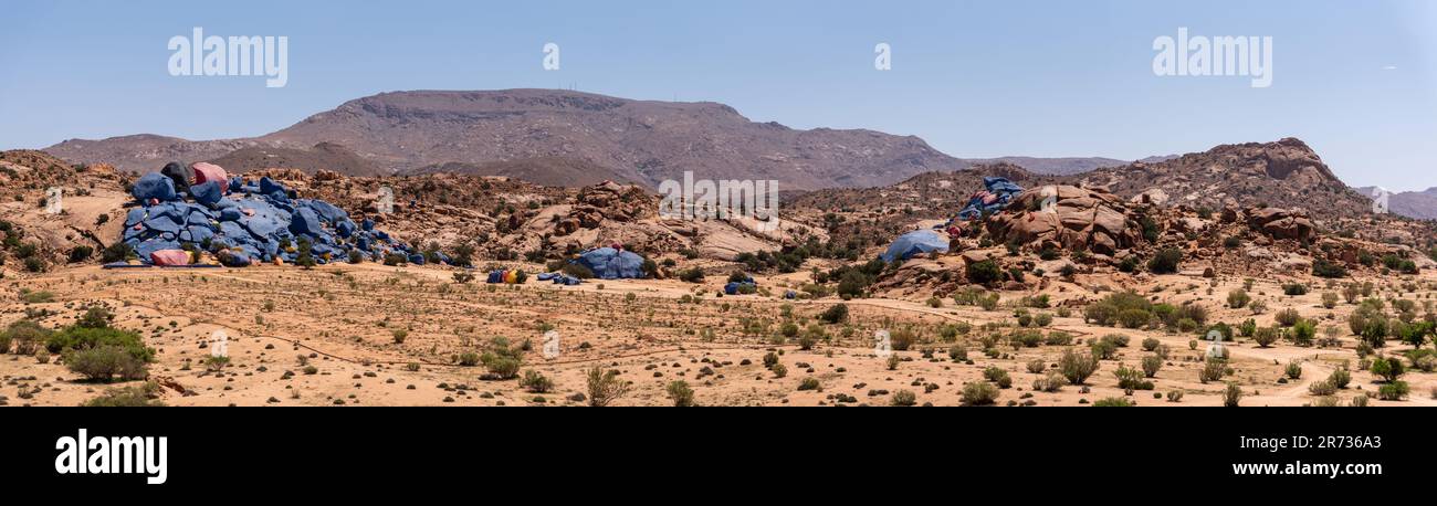 Famous painted rocks in the Tafraoute valley in South Morocco Stock Photo