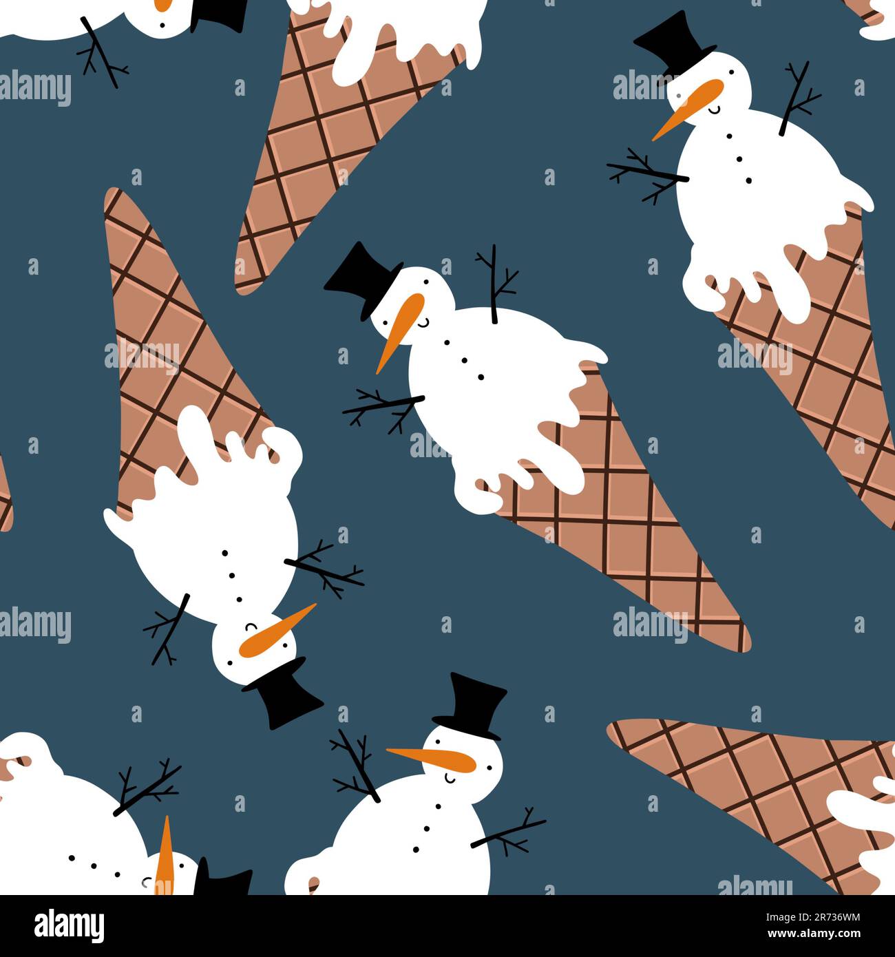 Christmas ice cream seamless snowman pattern for wrapping paper and ...
