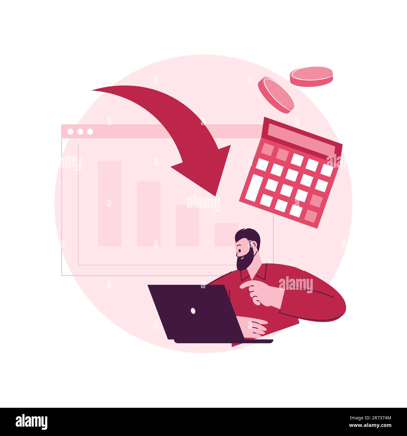 Calculating loss abstract concept vector illustration. Profit loss formula, accountancy service