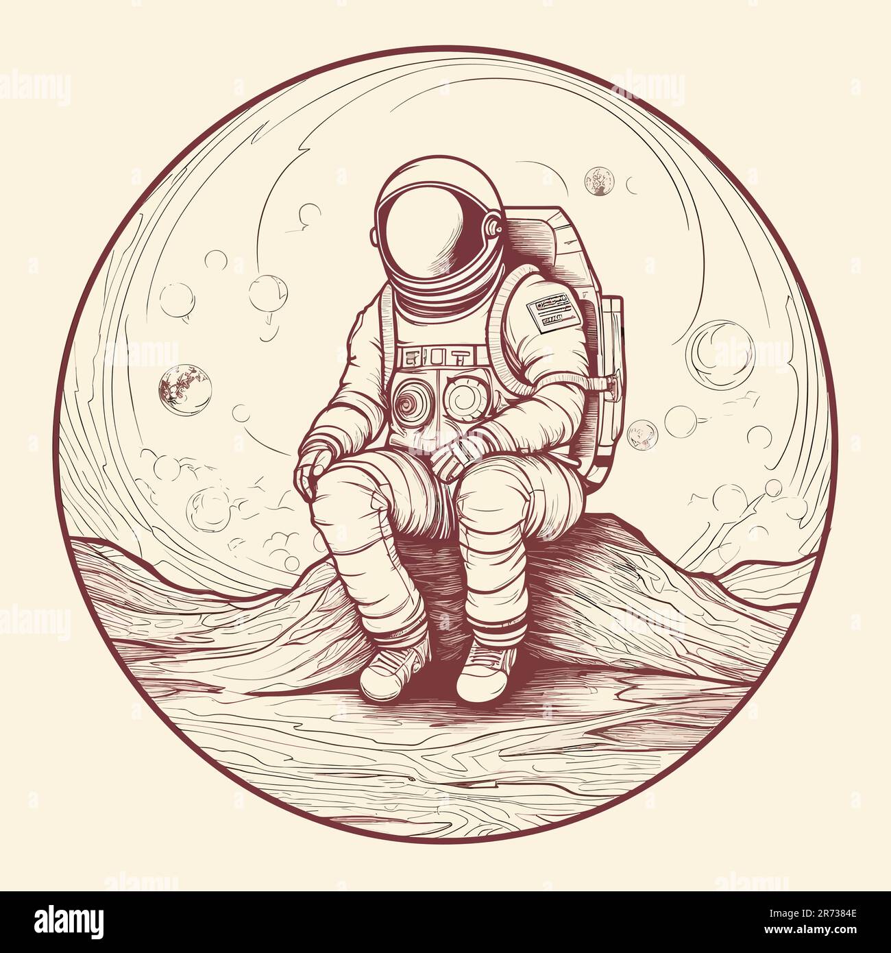 Astronaut Sitting On Ground Vector Illustration Stock Vector Image And Art Alamy 0250