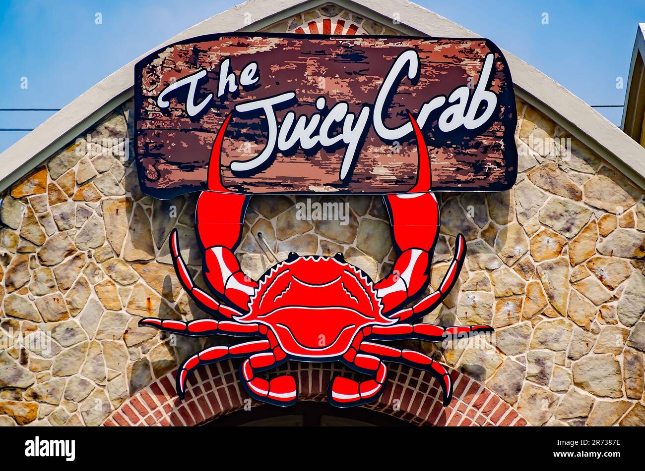 The Juicy Crab seafood restaurant is pictured, May 31, 2023, in Mobile, Alabama. The restaurant chain opened its first location in Duluth, Georgia. Stock Photo