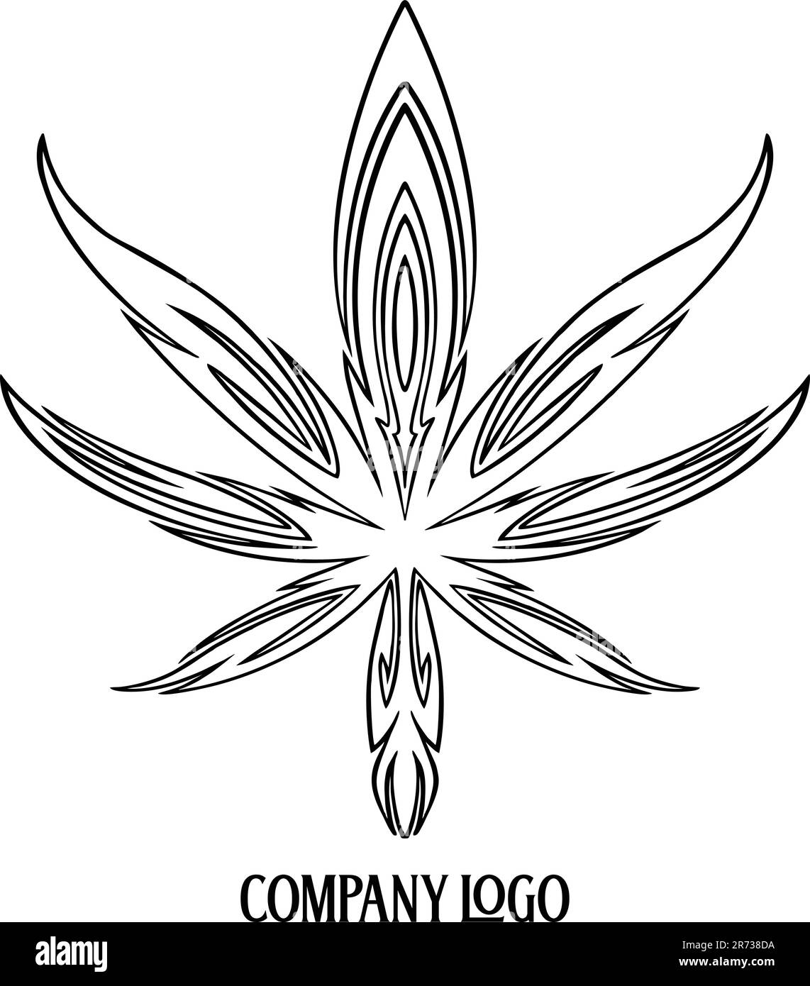 Cannabis leaf hemp plant company logo illustrations monochrome vector