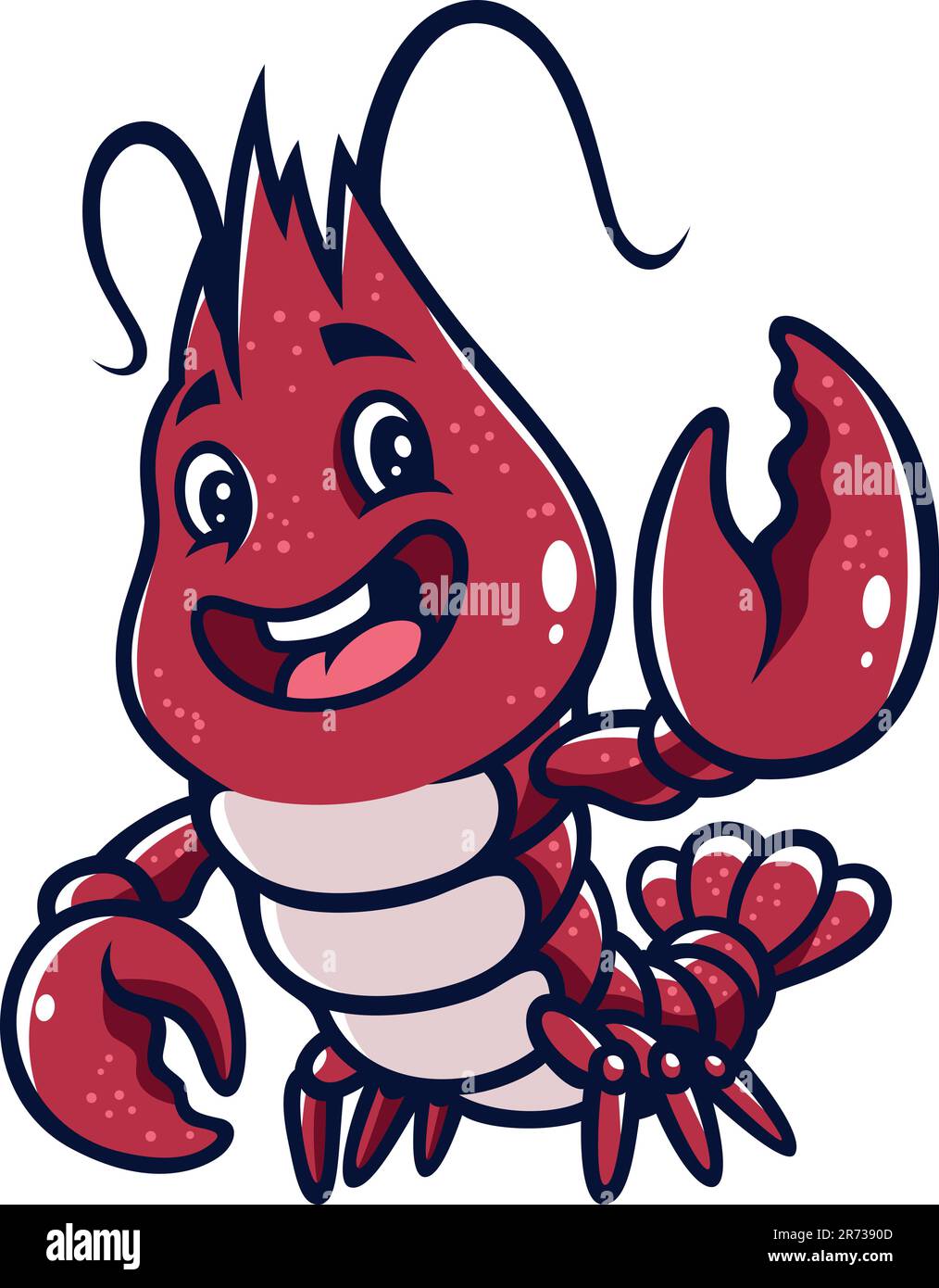 Cute Baby Lobster Smiling Cartoon Character Design Stock Vector Image