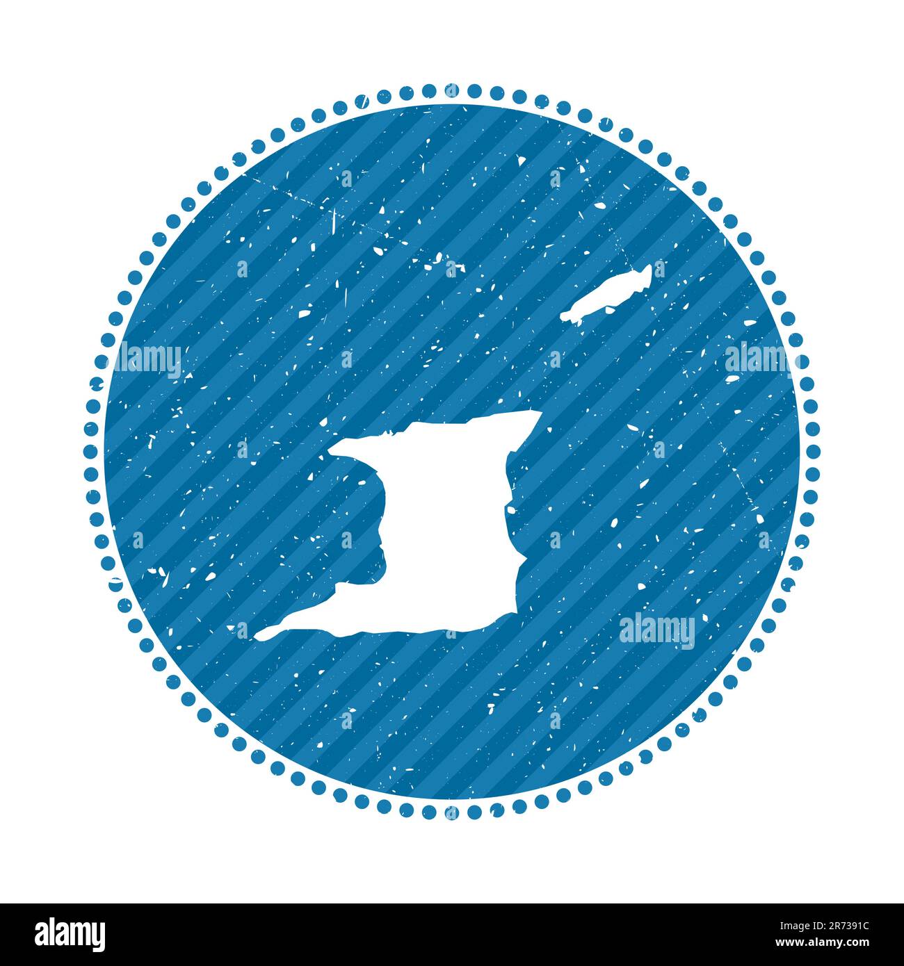 Trinidad and Tobago striped retro travel sticker. Badge with map of