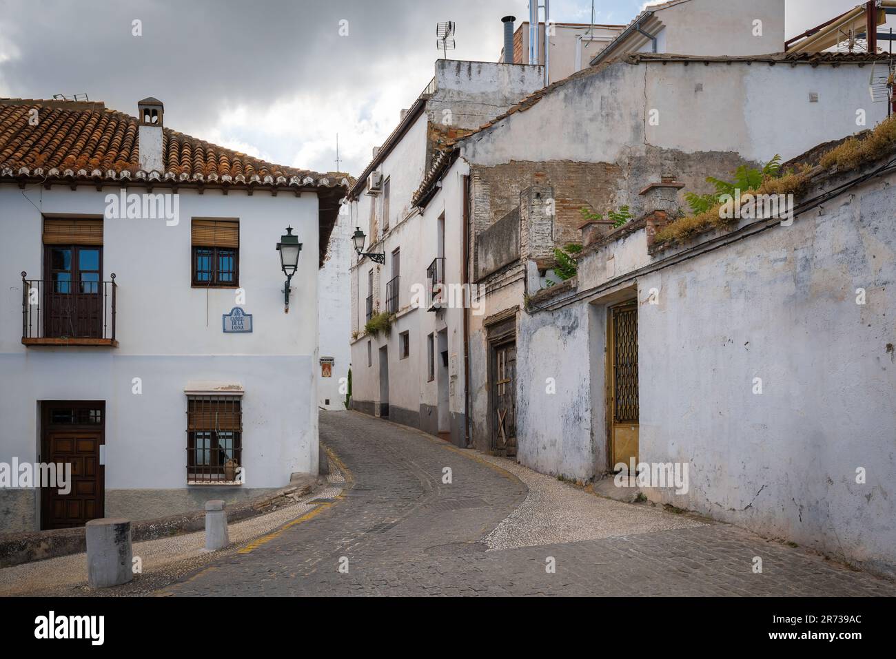 Carril de la Lona Street of traditional Albaicin district - Granada, Andalusia, Spain Stock Photo