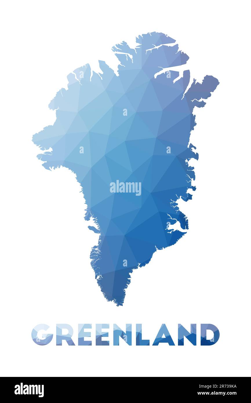 Low poly map of Greenland. Geometric illustration of the country ...