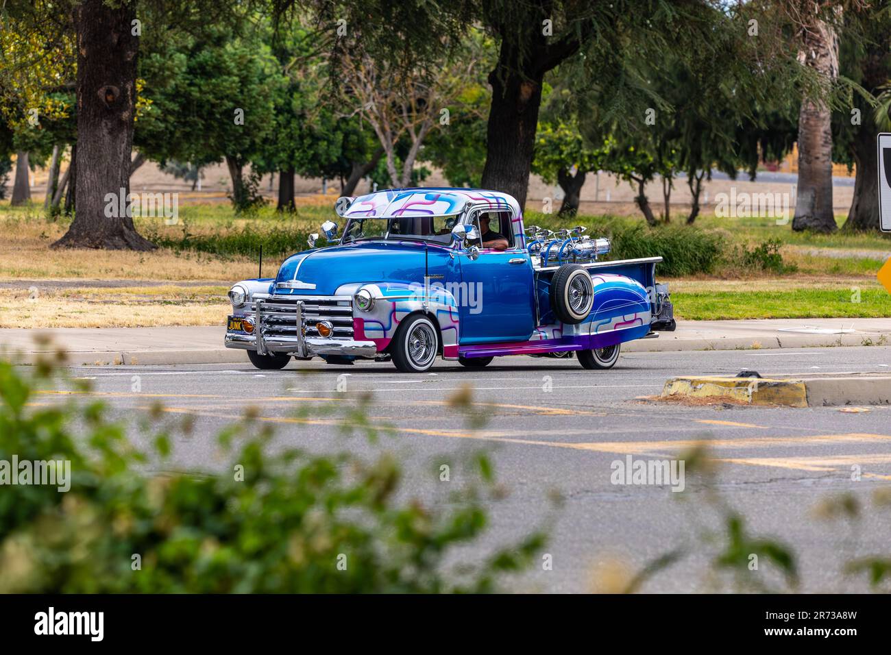 An early 1950's Chevy Truck at the North Modesto Kiwanis American Graffiti Car Show & Festival Stock Photo