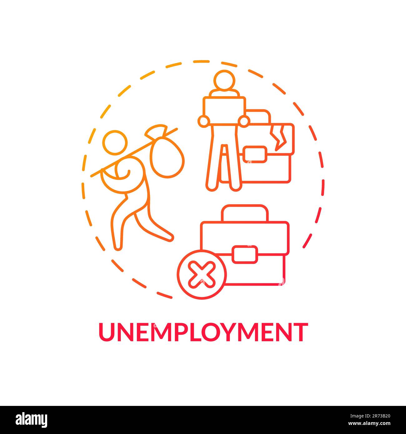 Unemployment red gradient concept icon Stock Vector
