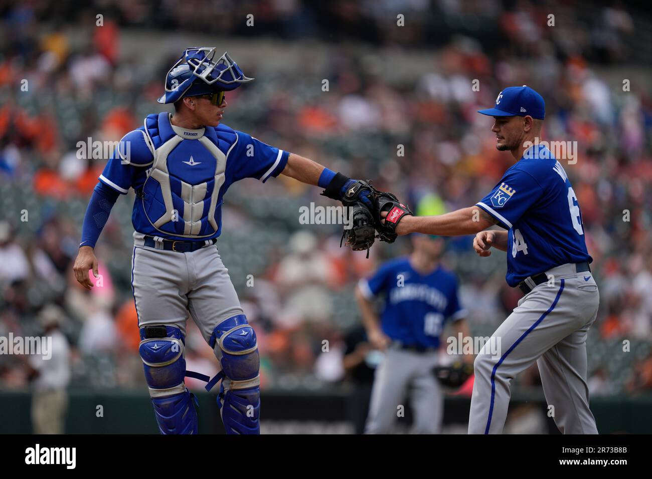 Freddy Fermin of the Kansas City Royals celebrates after his walk