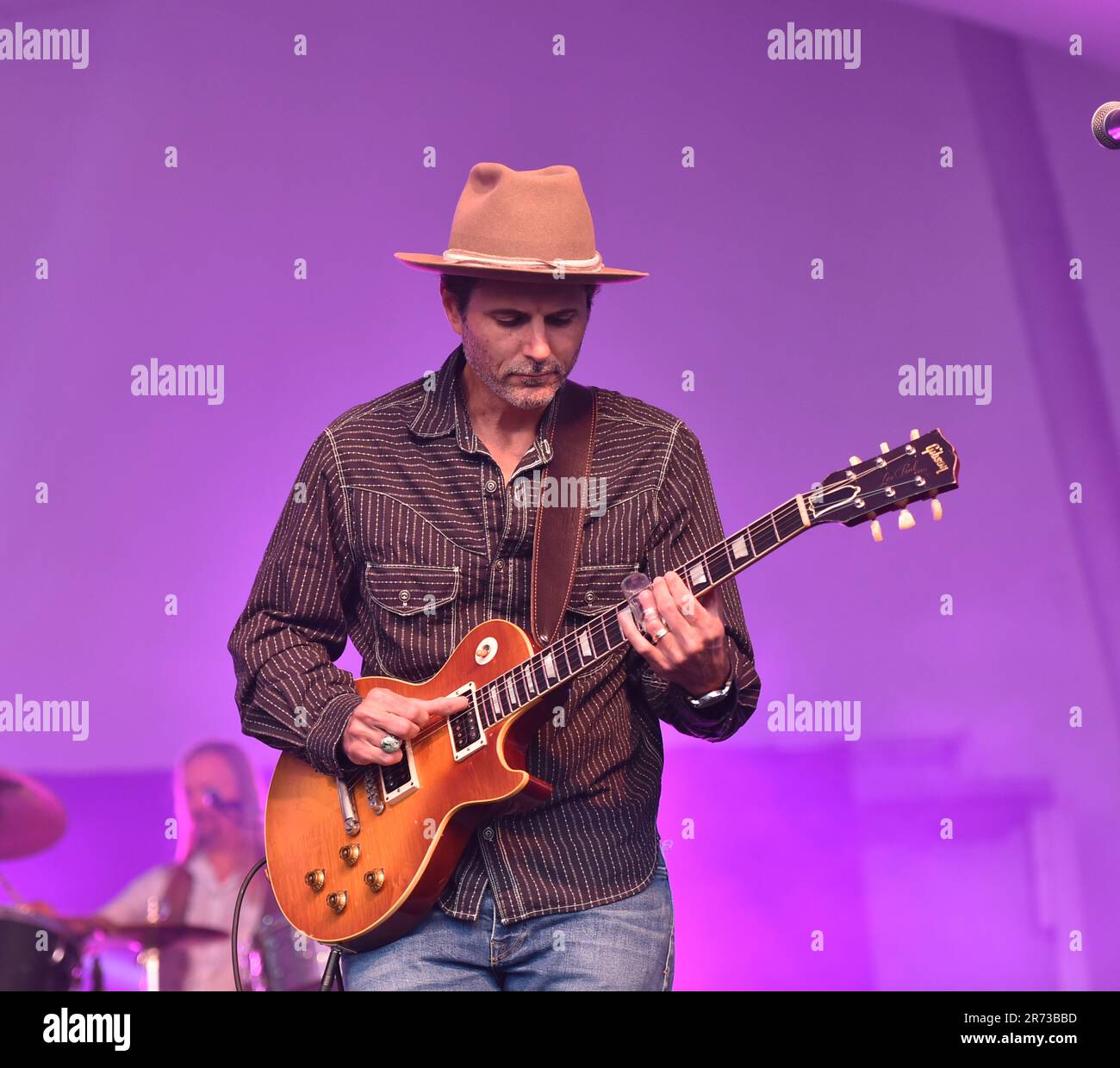 June 9, 2023, Norfolk, Virginia, USA: The Allman Betts Band member JOHNNY STACHELA brings the jams to the Norva in Norfolk, Virginia on 19 February 2020. Â© Jeff Moore 2020 (Credit Image: © Jeff Moore/ZUMA Press Wire) EDITORIAL USAGE ONLY! Not for Commercial USAGE! Stock Photo