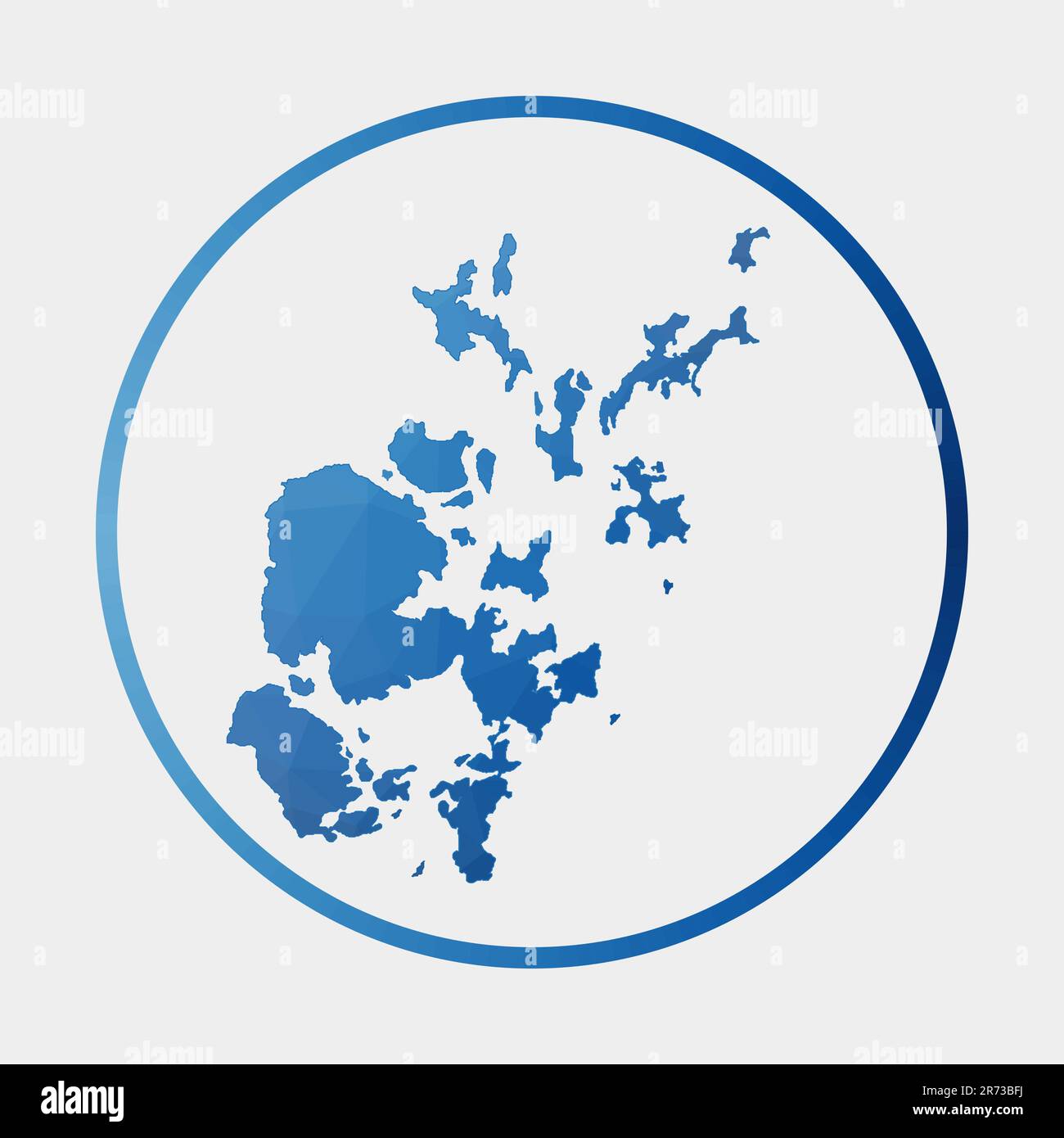 Orkney Islands icon. Polygonal map of the island in gradient ring ...