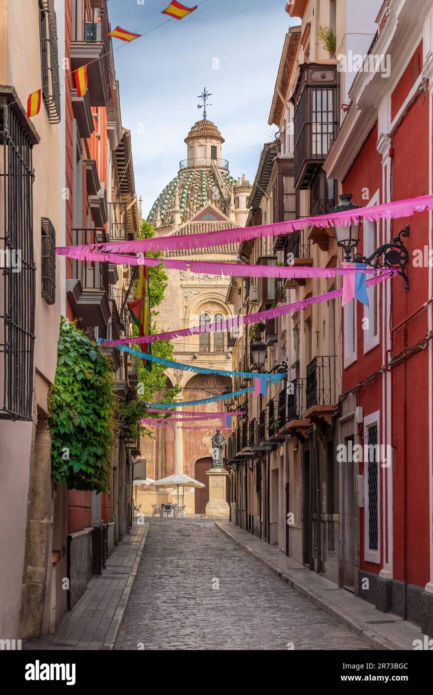 Street with Church of Santo Domingo - Granada, Andalusia, Spain Stock Photo