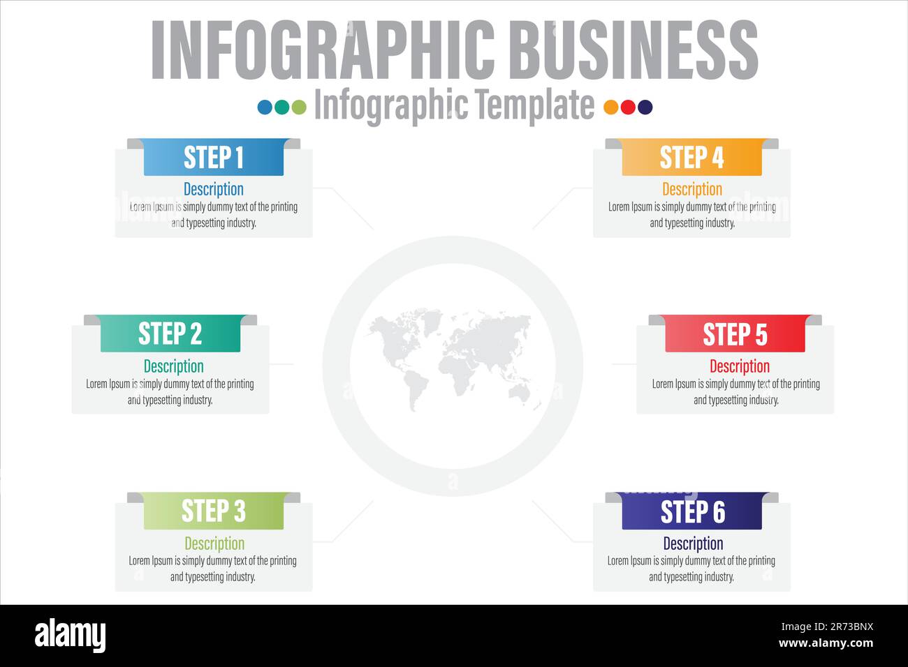 Infographic template for business. 6 Steps Modern Mindmap diagram ...