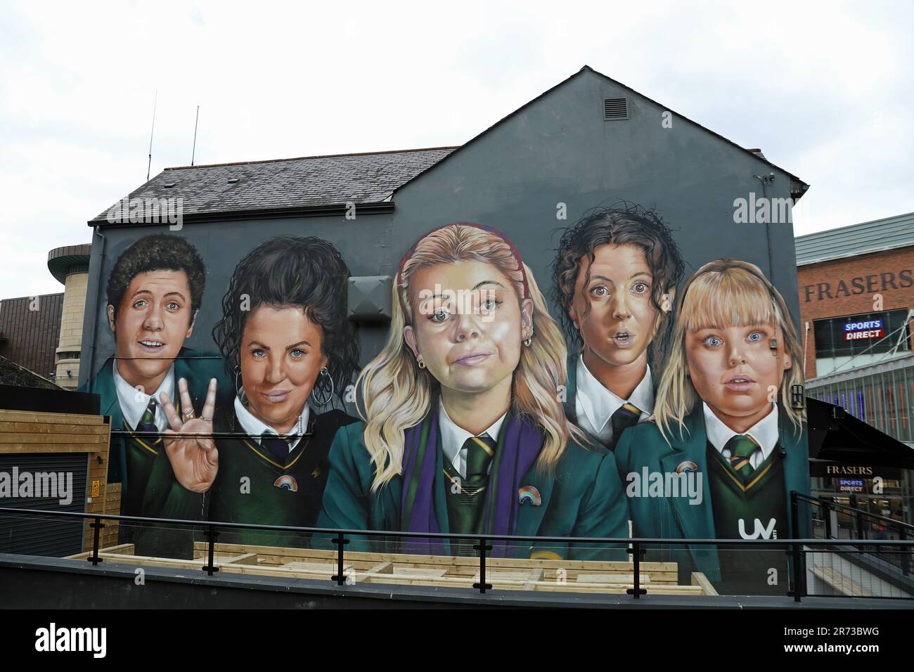 Derry Girls artwork in Northern Ireland Stock Photo