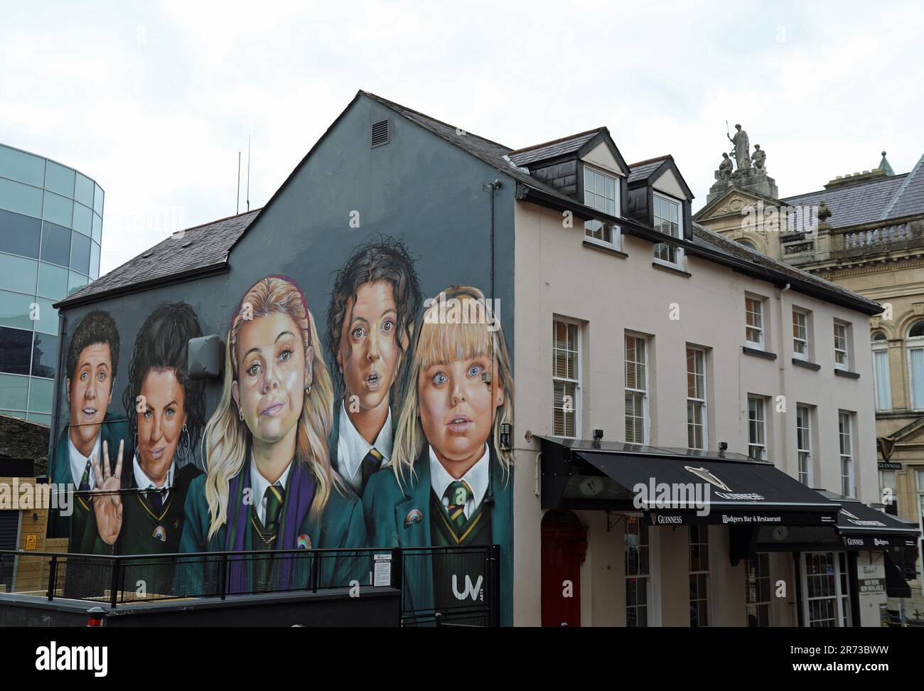 Derry Girls artwork in Northern Ireland Stock Photo