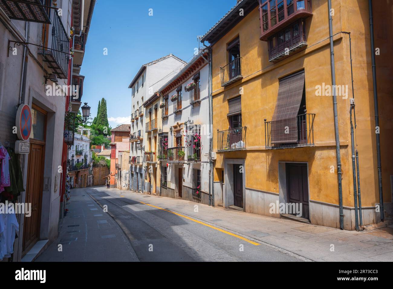 Cuesta de Gomerez Street - Granada, Andalusia, Spain Stock Photo