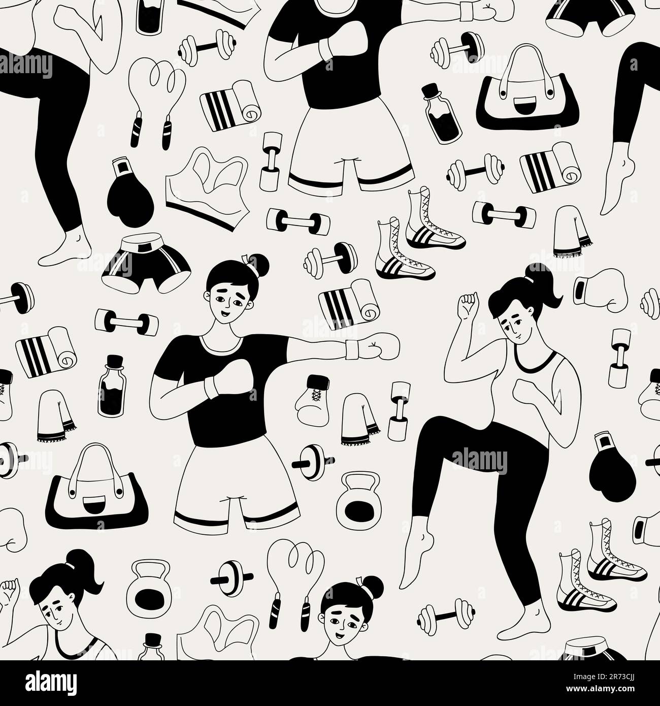 Seamless pattern with fitness stuff for girls Vector Image