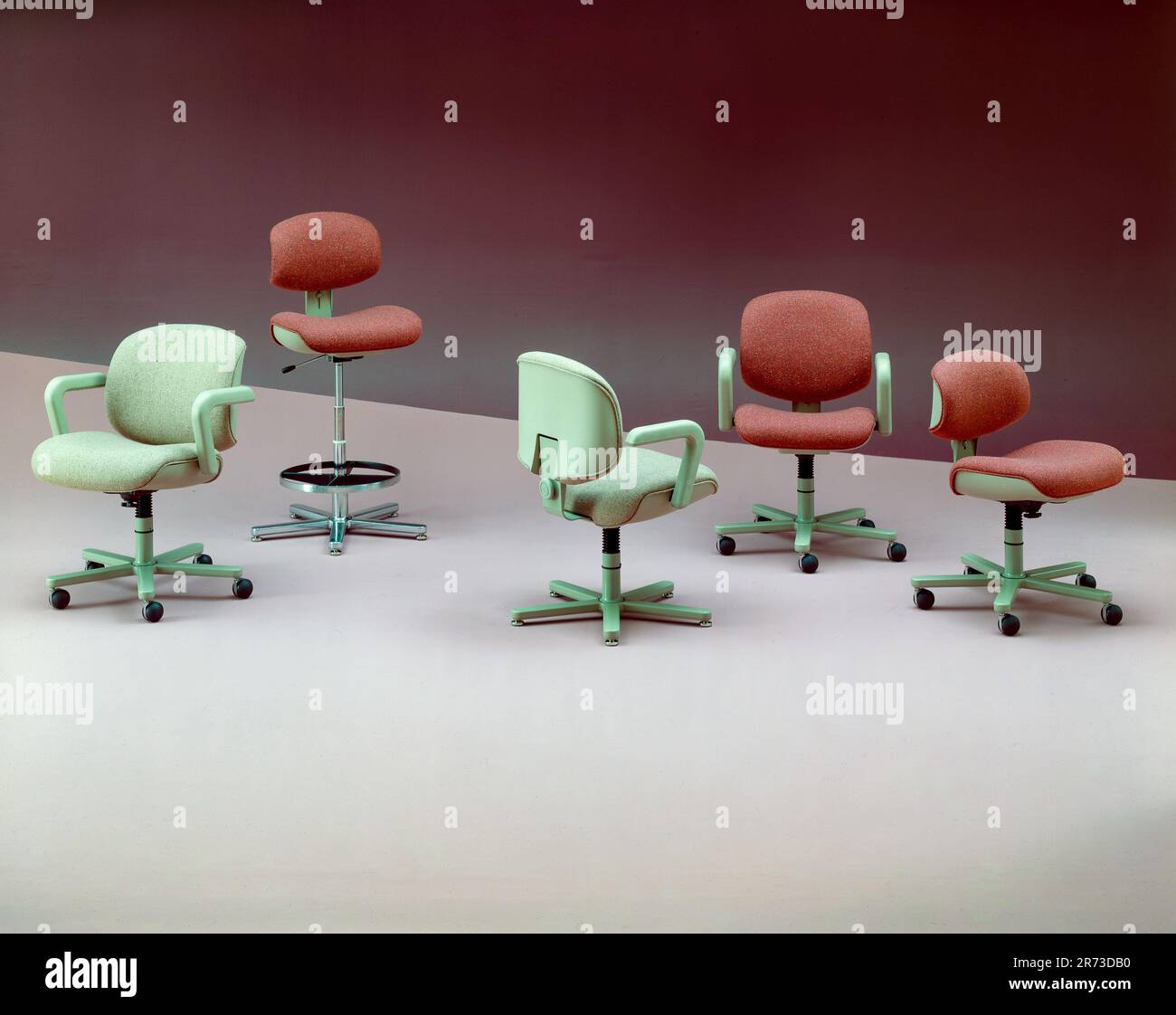 Modern style white office business furniture. Copy space. Chairs Stock