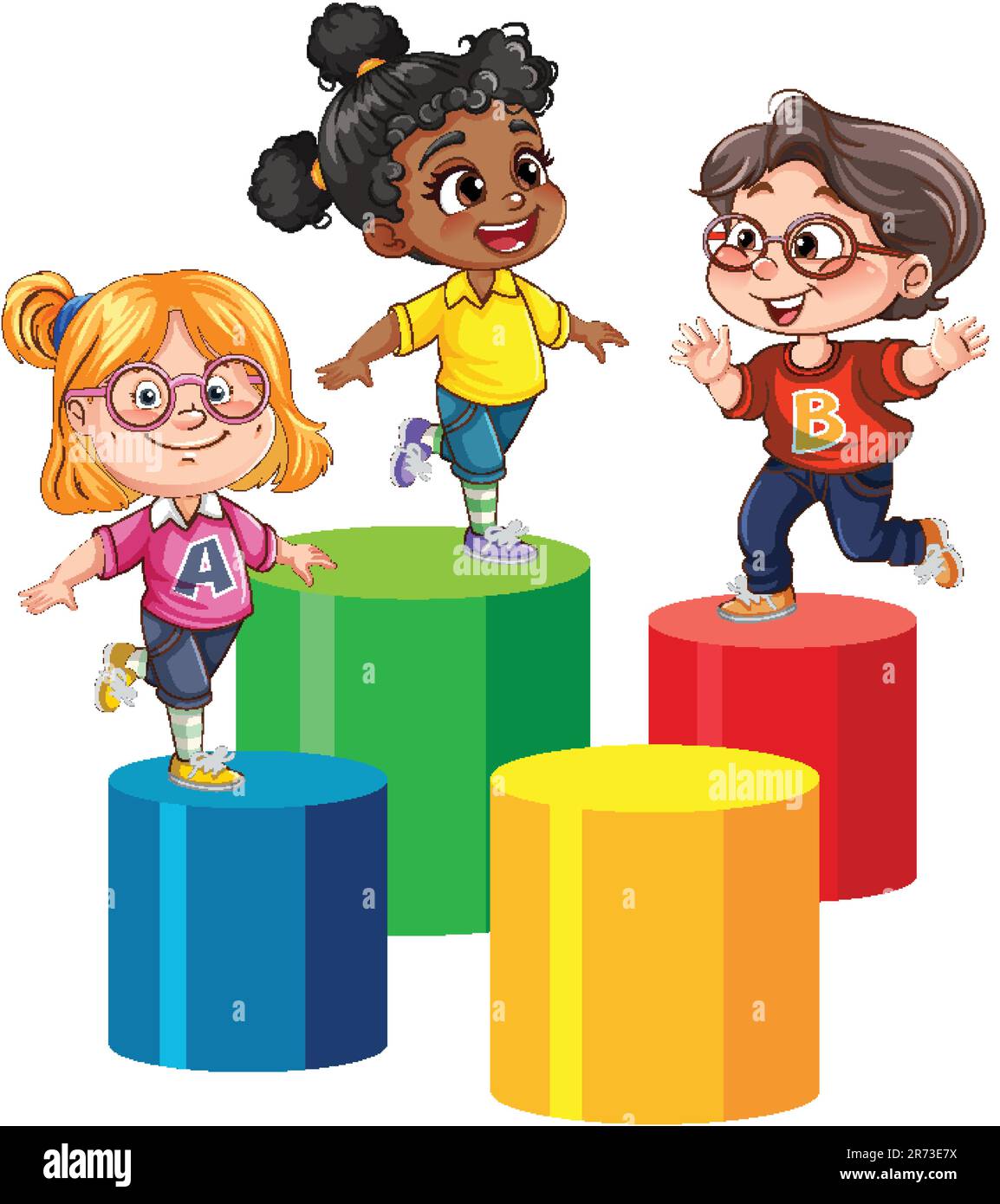 Group of children playing isolated illustration Stock Vector Image ...