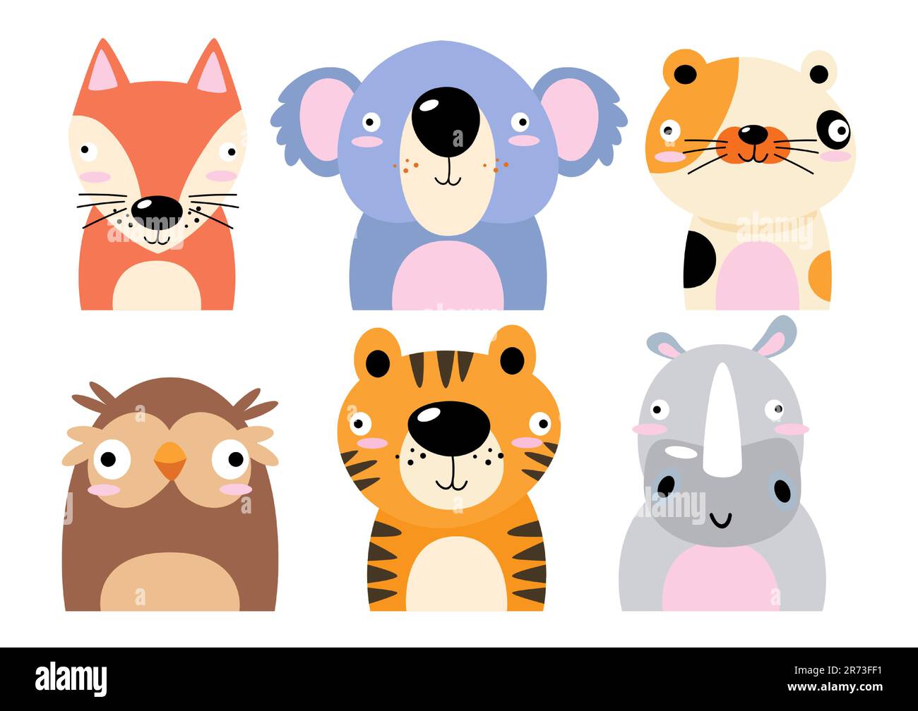 Set of wildlife animals . Dumb face . Vector illustration Stock Vector  Image & Art - Alamy