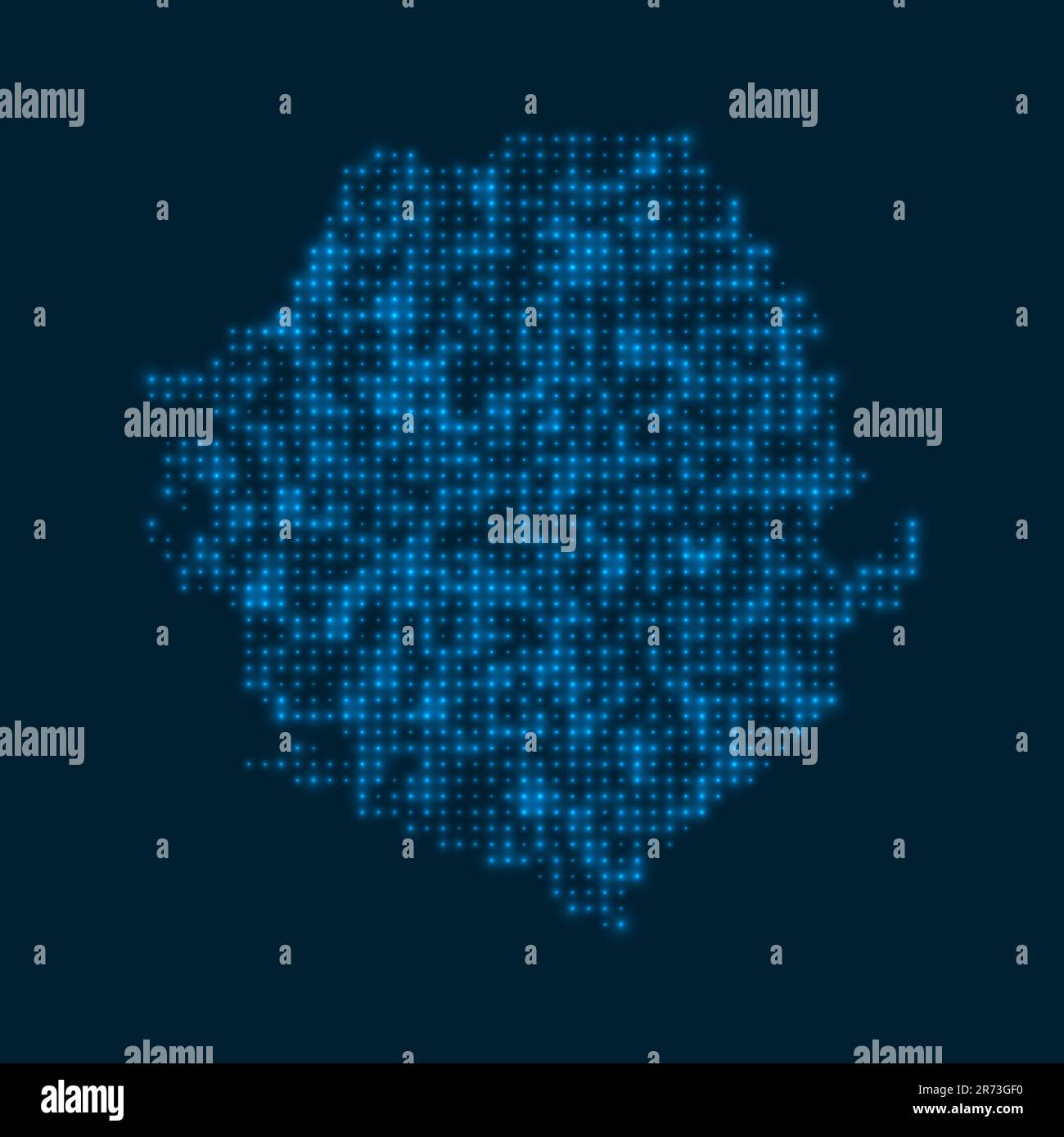 Sierra Leone dotted glowing map. Shape of the country with blue bright ...