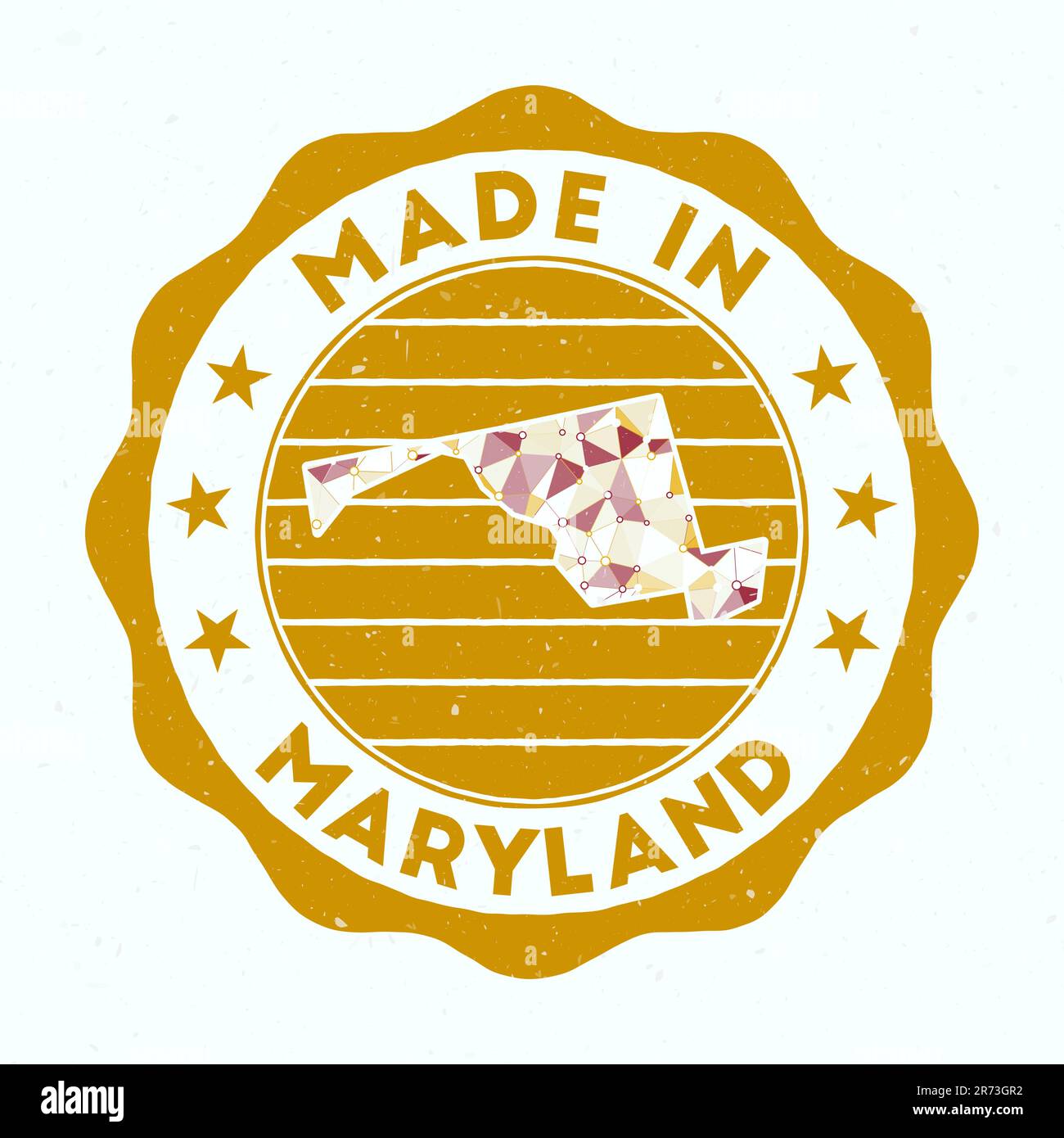 Made In Maryland. Us state round stamp. Seal of Maryland with border