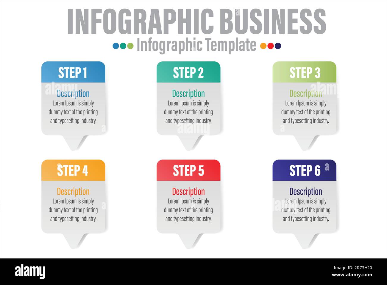 Business vector infographic design template with Six 6 Steps and Six 6 ...