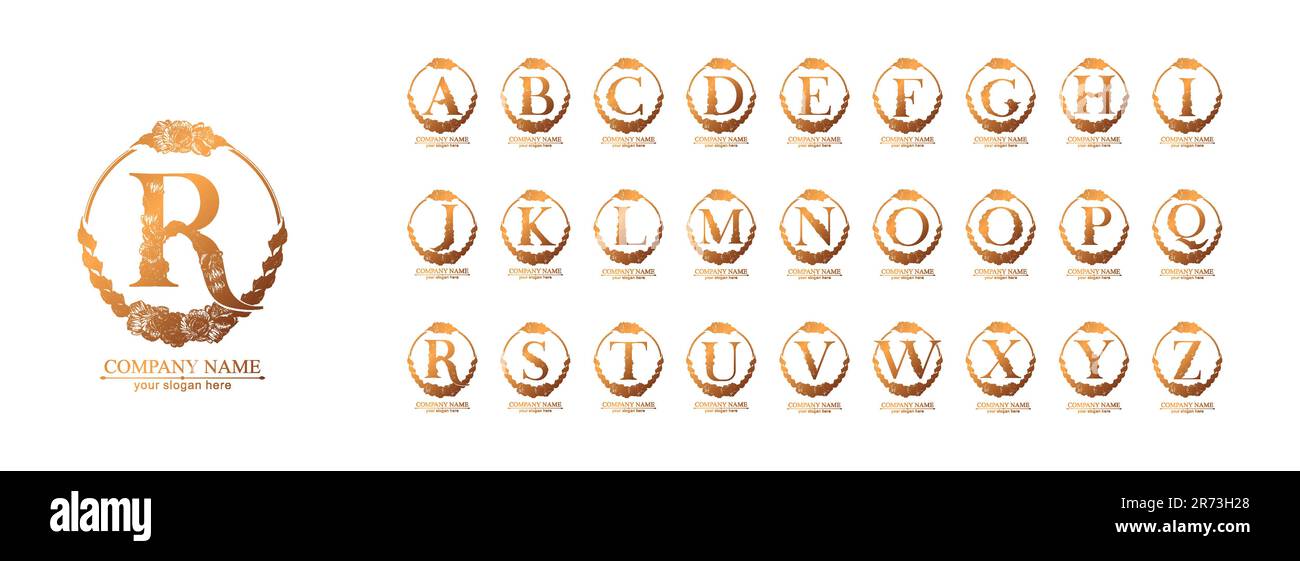 Collection of botanical, initial, letter female logos with rose organic ...