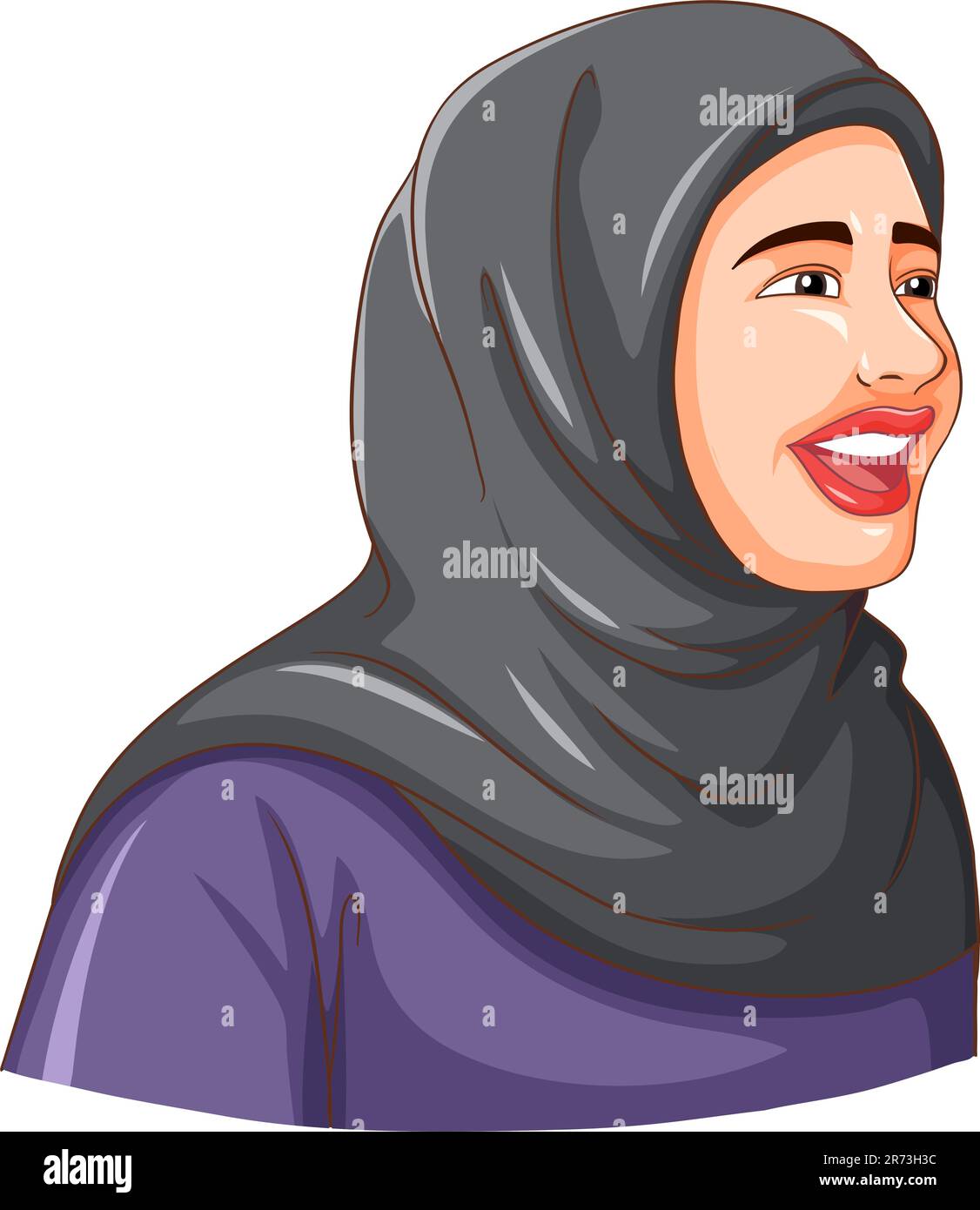 Happy muslim woman wearing hijab illustration Stock Vector Image & Art ...