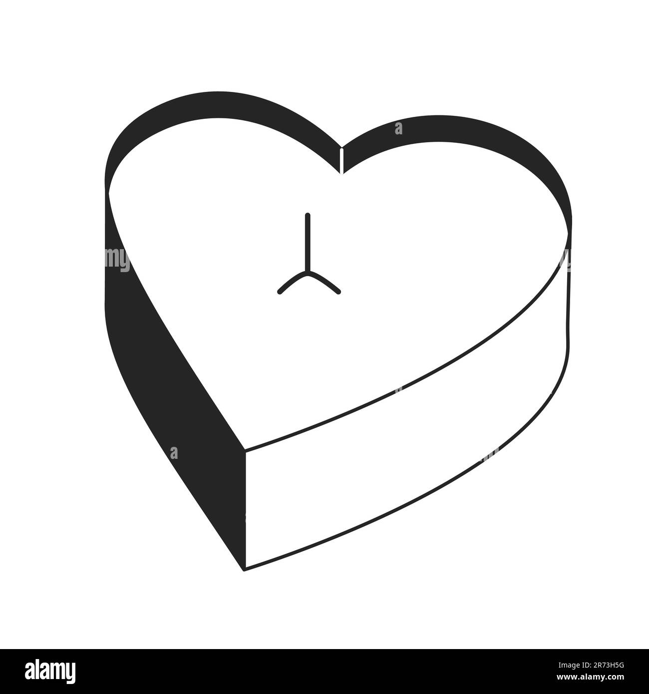 Romantic heart candle front view line art vector cartoon icon Stock Vector