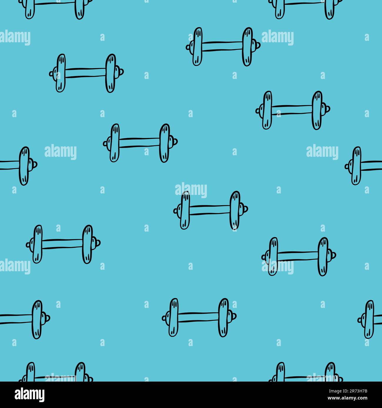 Abstract seamless pattern with the dumbbells. Sport seamless pattern. Stock Vector