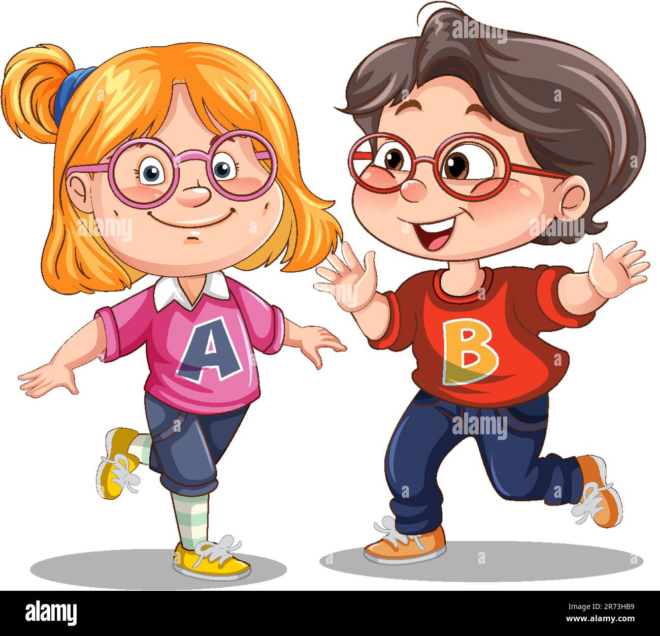 Cute Couple Kids Dancing Together illustration Stock Vector Image & Art ...