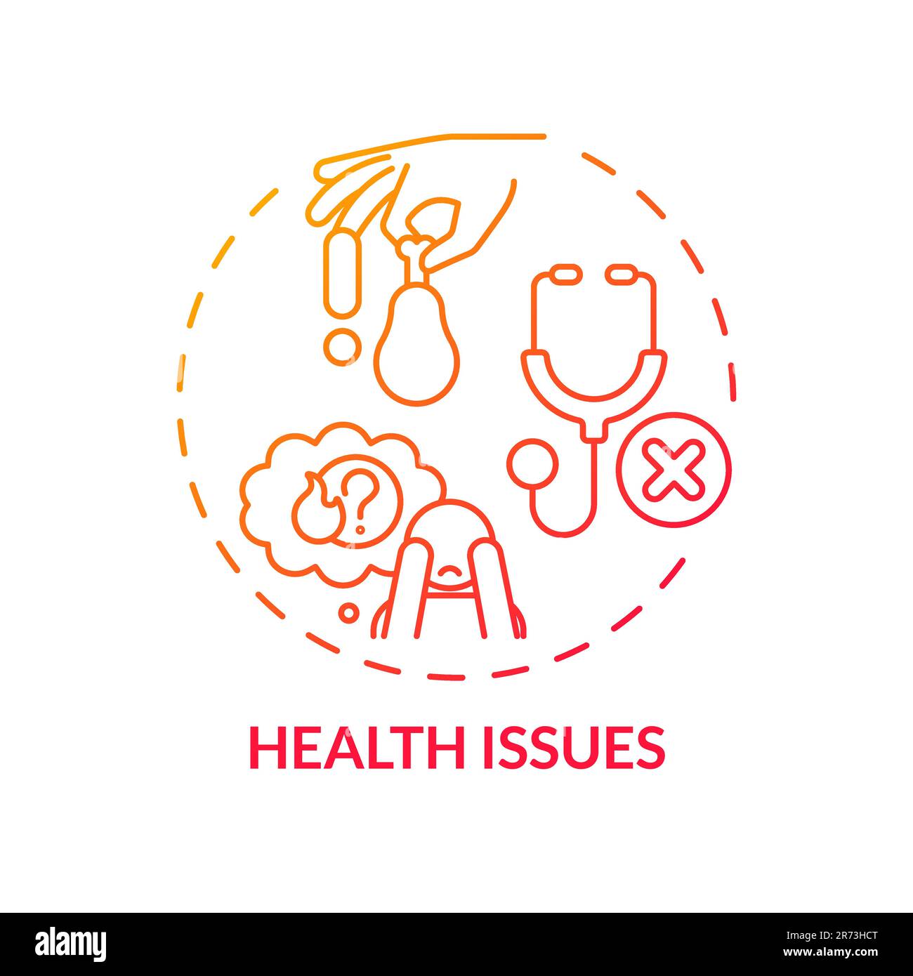 Health issues red gradient concept icon. Healthcare service. Mental