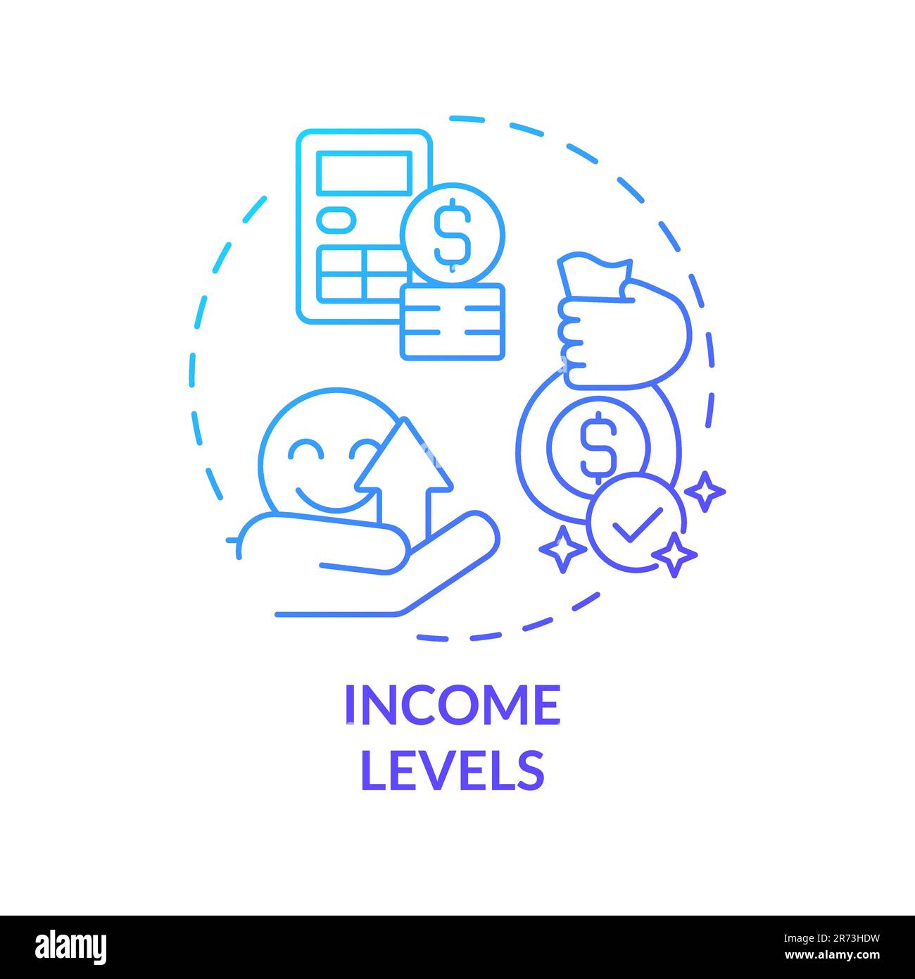 Income levels blue gradient concept icon Stock Vector