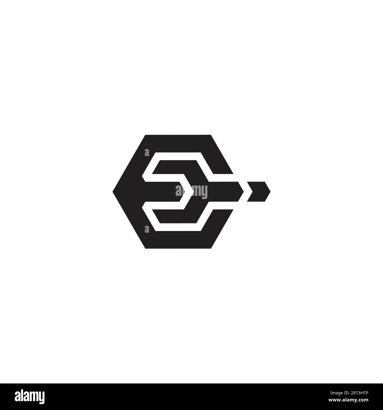 letter e wrench hexagon geometric logo vector Stock Vector