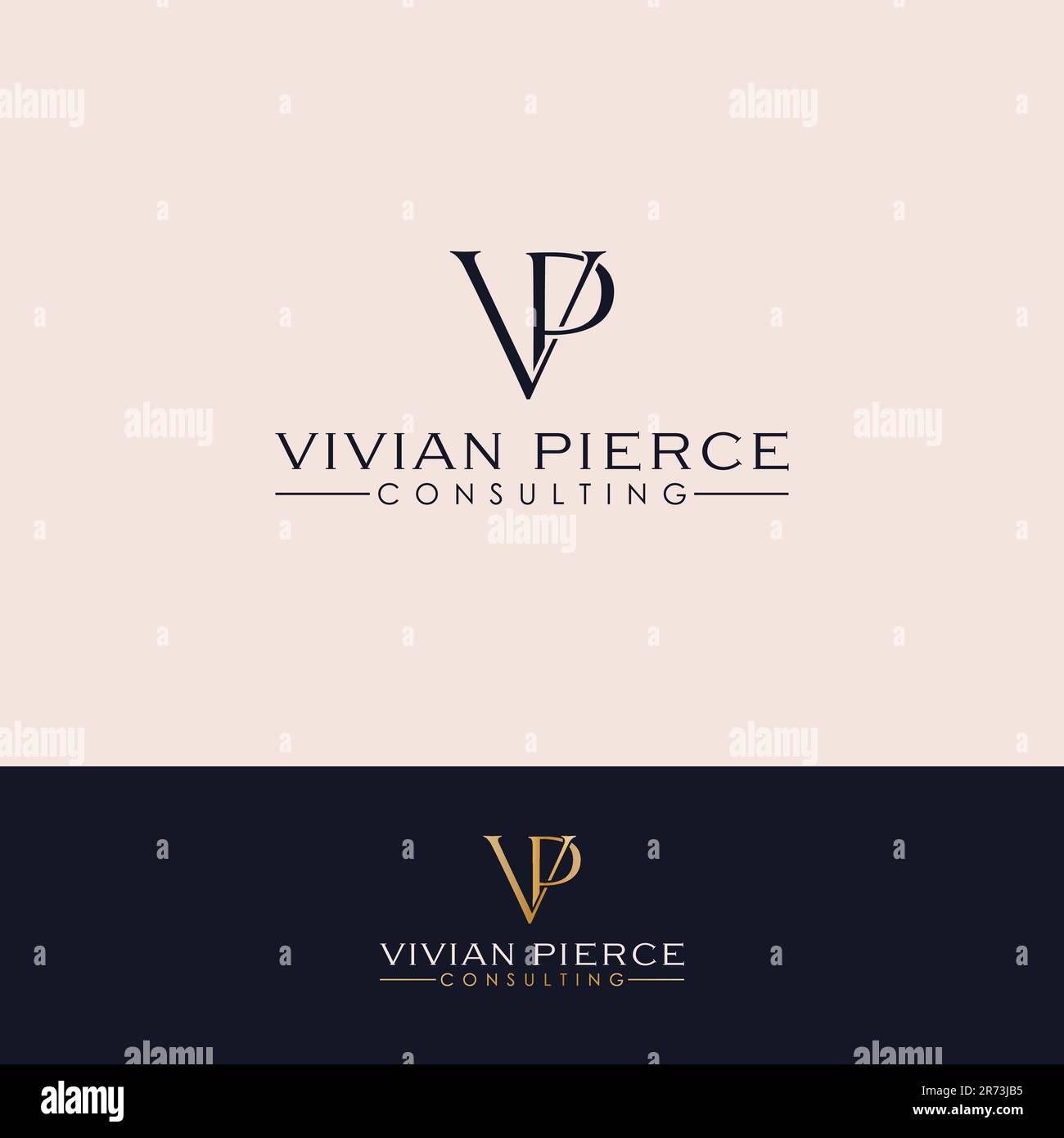 Vivian Pierce consulting vector logo design. Letters V and P logotype. VP initials logo template. Stock Vector