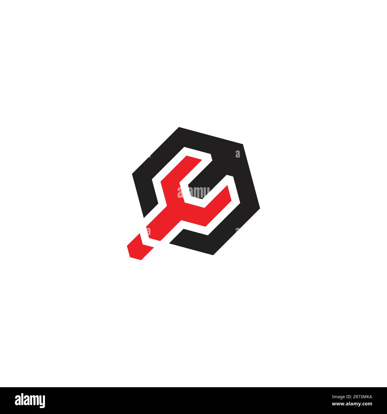 hexagonal wrench colorful geometric logo vector Stock Vector
