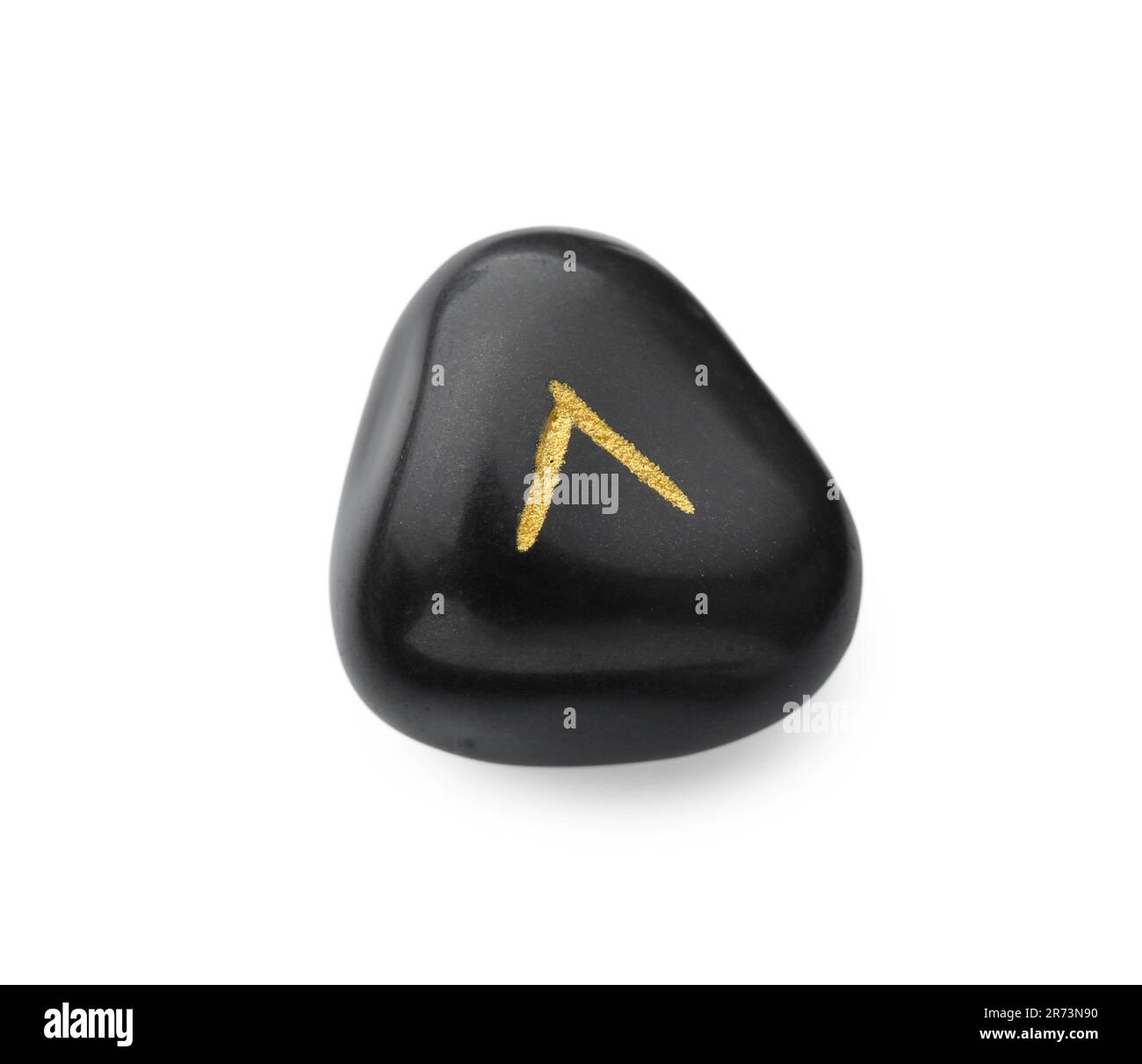Black stone rune Kauna isolated on white Stock Photo - Alamy