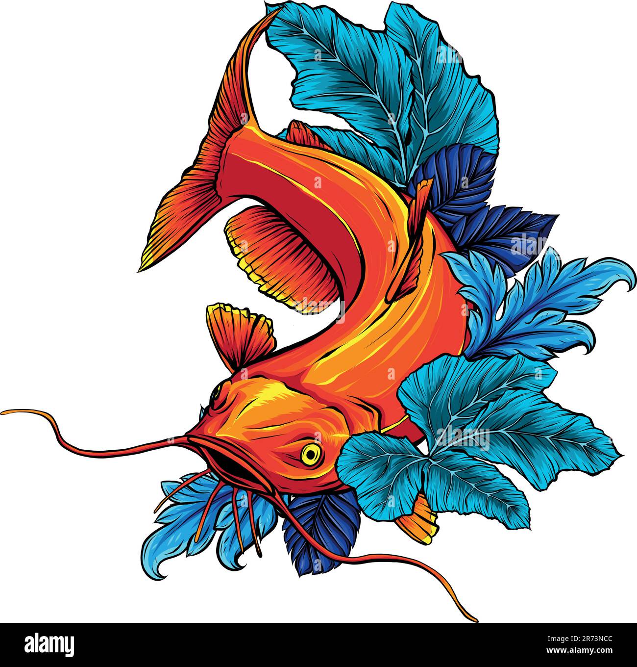 Cartoon of colored catfish vector illustration design Stock Vector