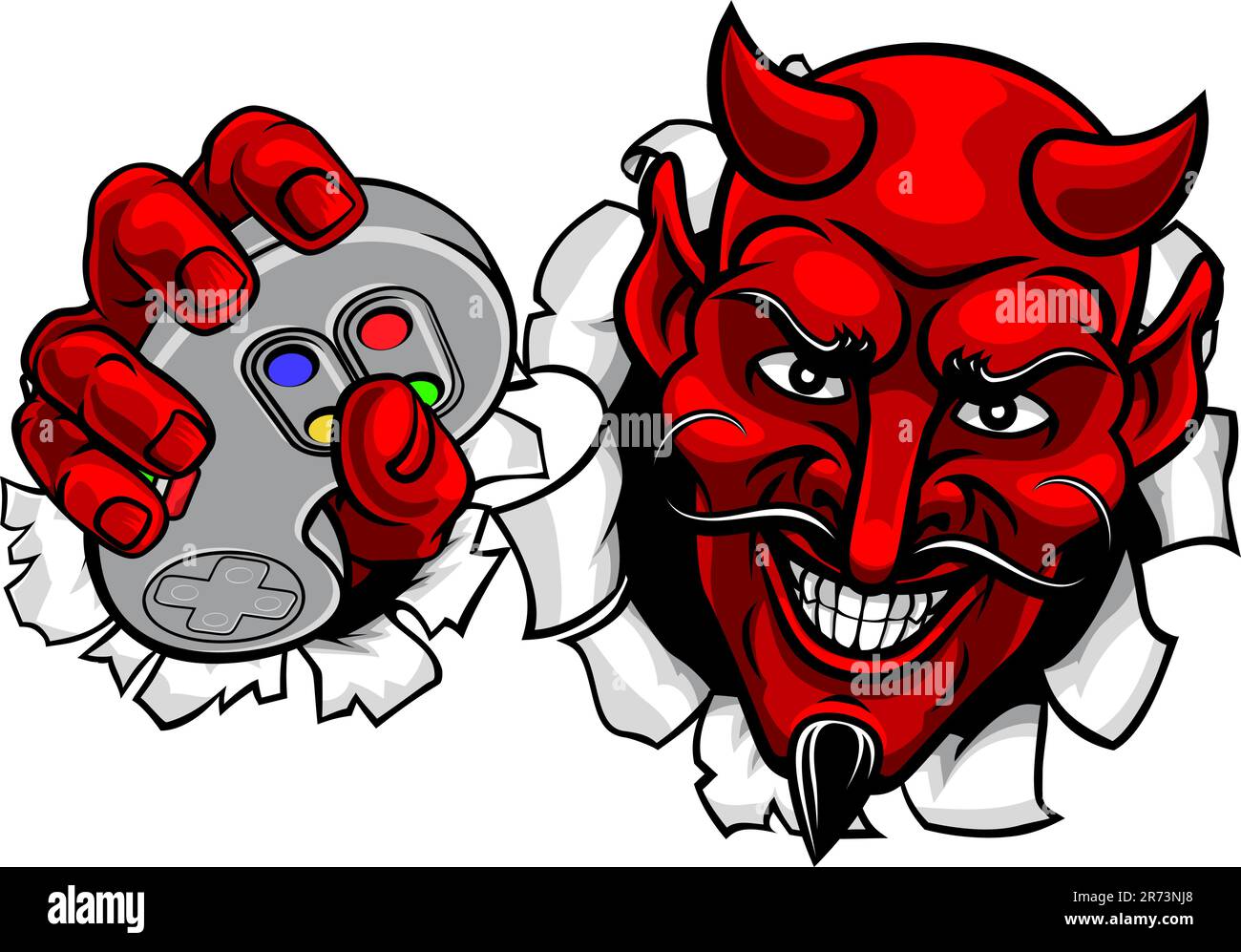 Devil Gamer Video Game Controller Mascot Cartoon Stock Vector Image