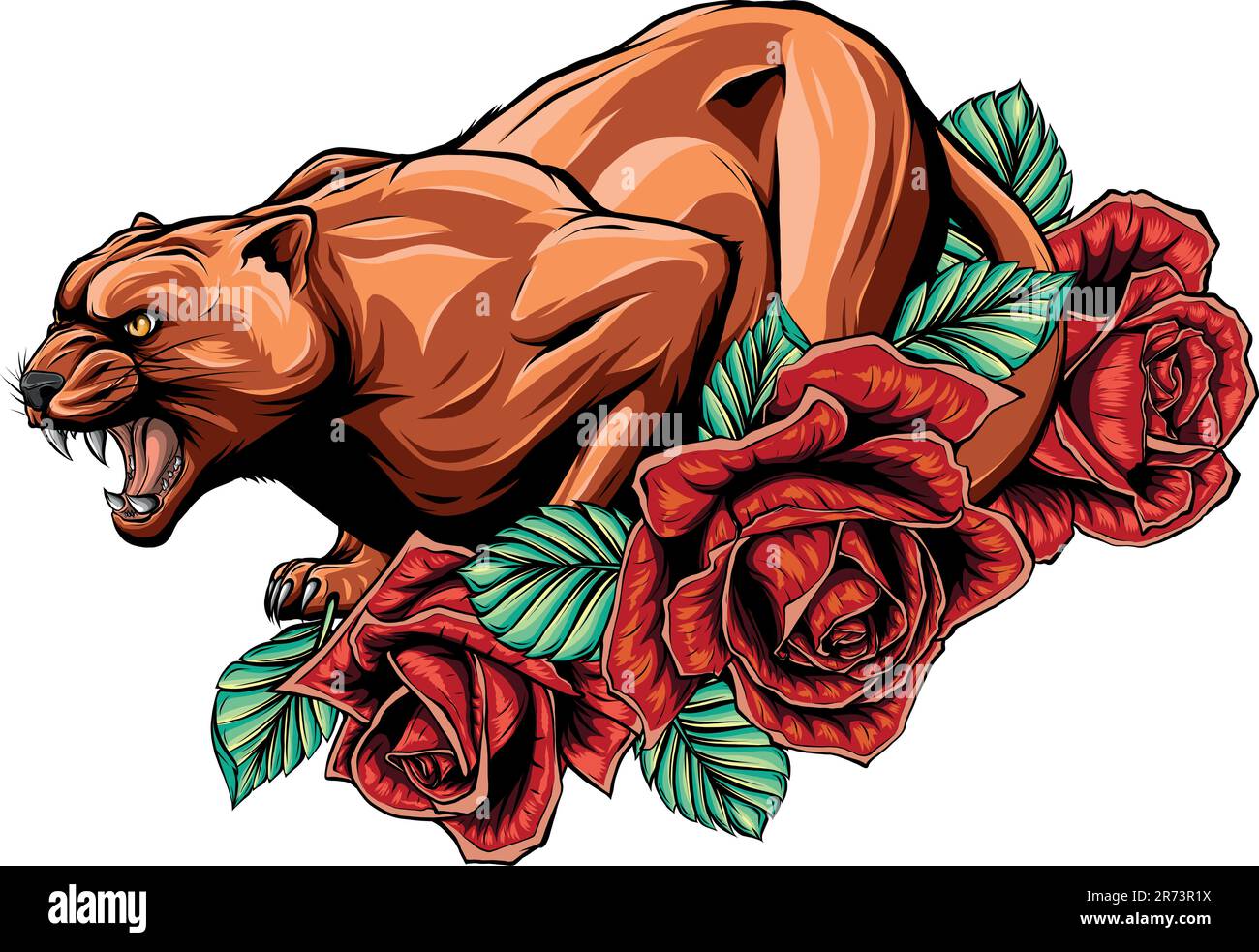 draw colorful feline cougar. vector illustration design Stock Vector