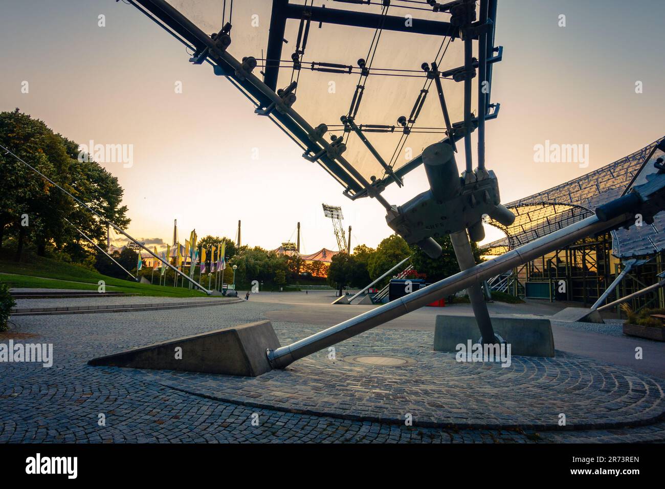 Munich, Germany, September 29, 2015: Olympic Park Munich - a sports and leisure complex which was built for the 1972 Summer Olympics. Stock Photo