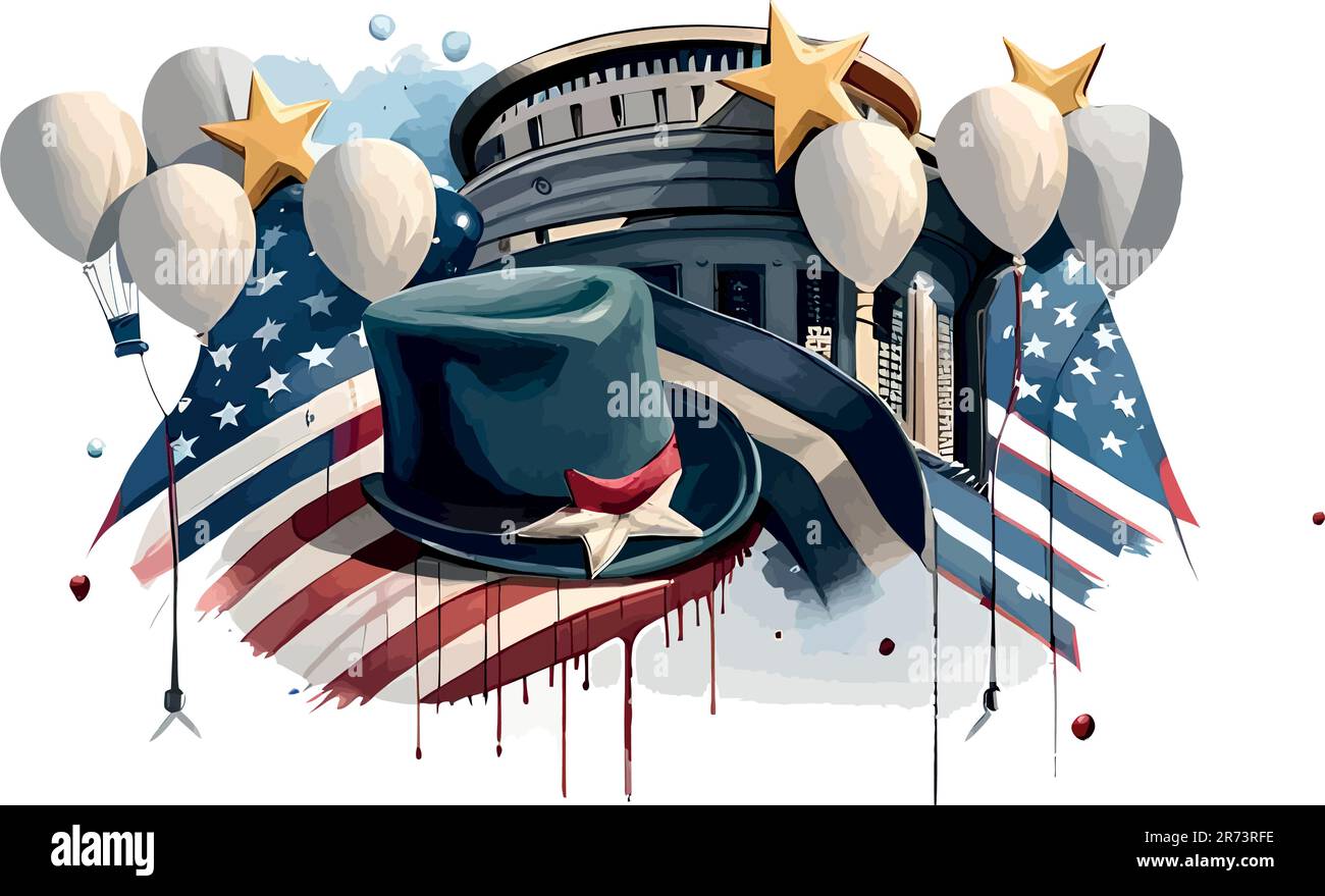 Happy 4th of July USA Independence Day greeting card with waving ...
